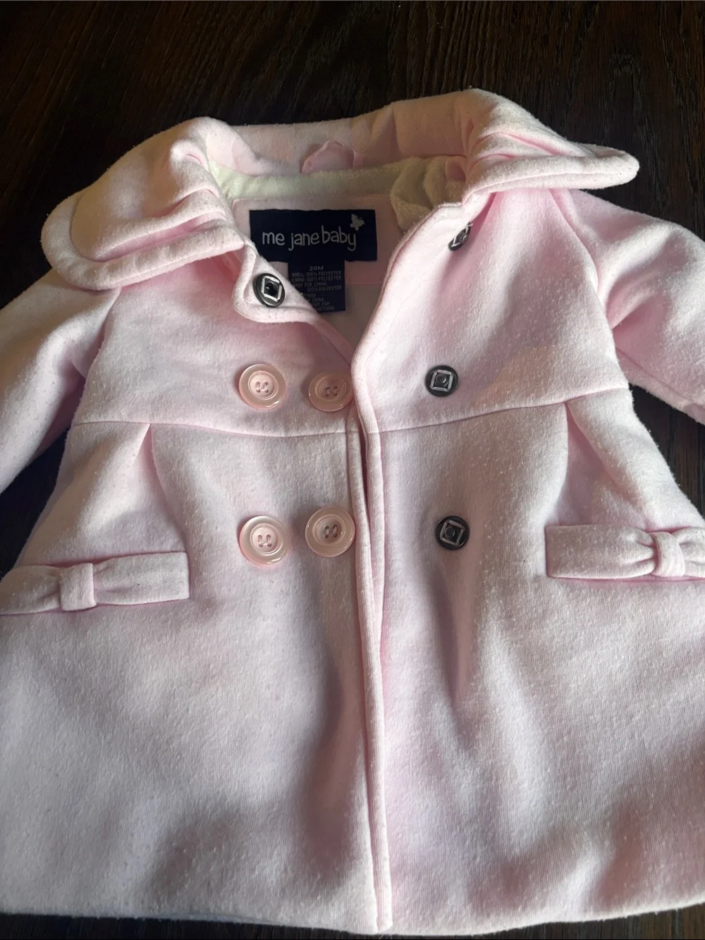 Me Jane Baby Pink Double-Breasted Toddler Coat